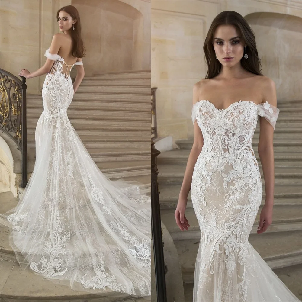 

Customized pure white Tulle Wedding Dress Sexy Strapless Cap Sleeve Vestido De Novia Delicate Buttons Back Robe de mariée