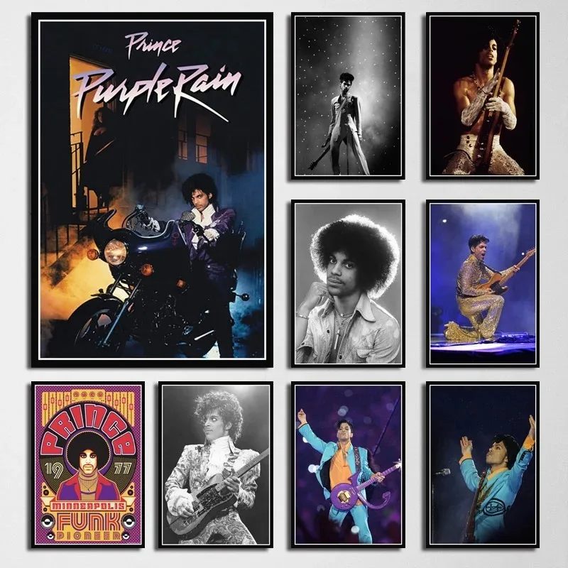Prince Rogers Nelson Concert Rock Music Album Singer Canvas Painting Mural  Picture Gift Room Home Decoration
