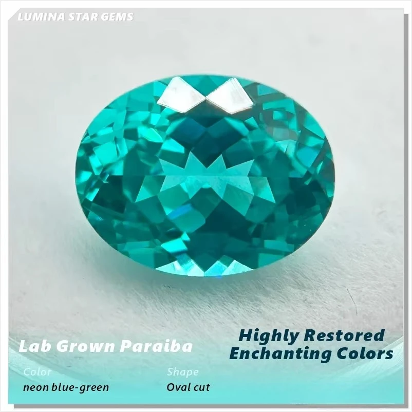 Im Labor gezüchteter Paraiba-Edelstein, oval geschliffener neonblauer synthetischer Turmalin, lose für Schmuckfertigung, individuell wählbares Zertifikat. – Detail 1