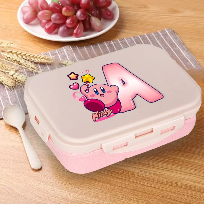 

Kirby Letter Lunch Box Kawaii Girls Kids Portable Bento Boxs Student Hermetic Food Crisper Single Layer Capacity Kids Xmas Gift