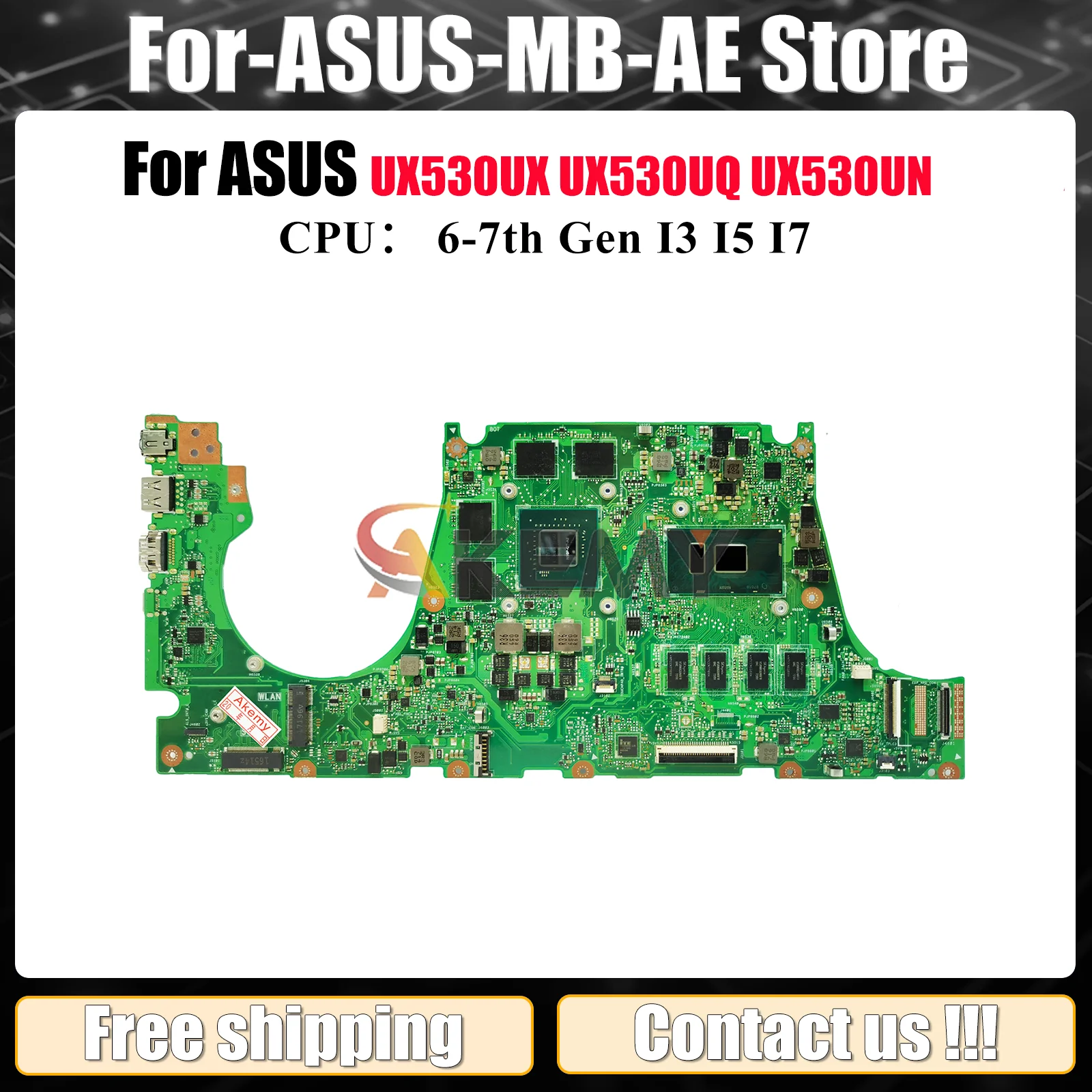 

UX530UQ Laptop Motherboard For ASUS ZenBook UX530UQ BX530U UX530UX UX530UR UX530UN U5100U UX530U RX530U Mainboard I3 I5 I7 CPU