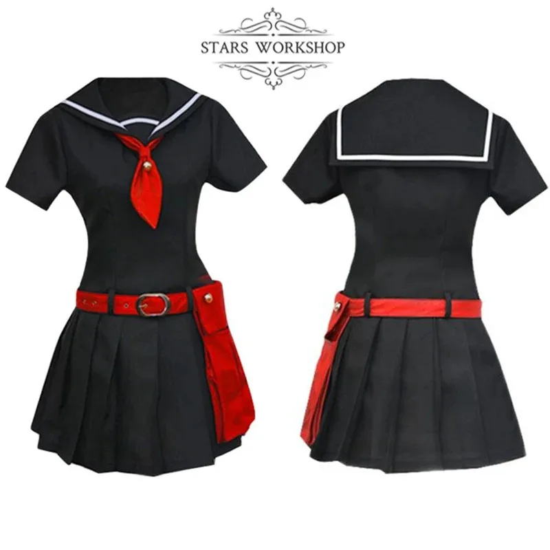 qq681 أنيمي جا قتل Akame Kurome تأثيري حلي أسود أبيض بلا أكمام يتوهم النساء الفتيات فستان موحد دعوى لجميع القديسين