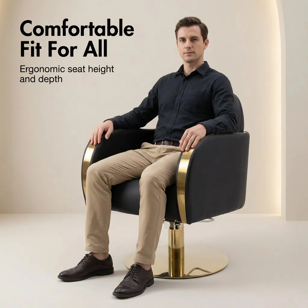 

Keyunshi Black & Gold Salon Chair, Modern Luxury Hairdressing Chair with Adjustable Swivel Base for Beauty Salons