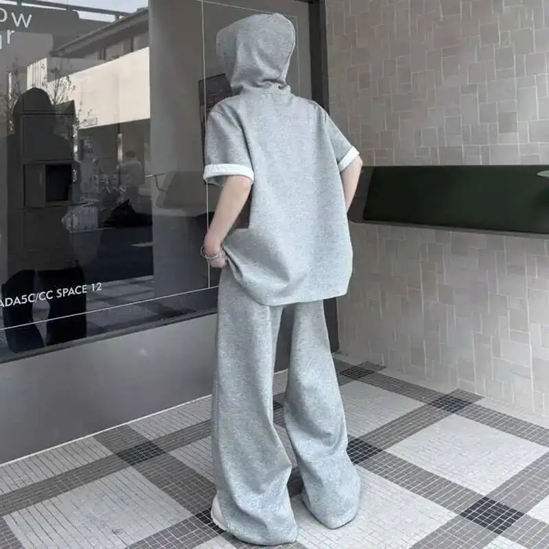 LUZHEN Original Tops Sleeve 2026 Short Summer Hoodies New Men's Loose Straight Casual Pants Fashion Street Two-piece Sets JY7334
