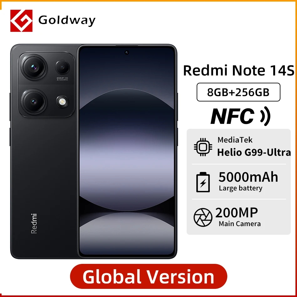 Xiaomi Redmi Note 14S Global Version NFC 200MP Camera 5000mAh 67W HyperCharge MTK Helio G99-Ultra 6.67" 120Hz AMOLED Display