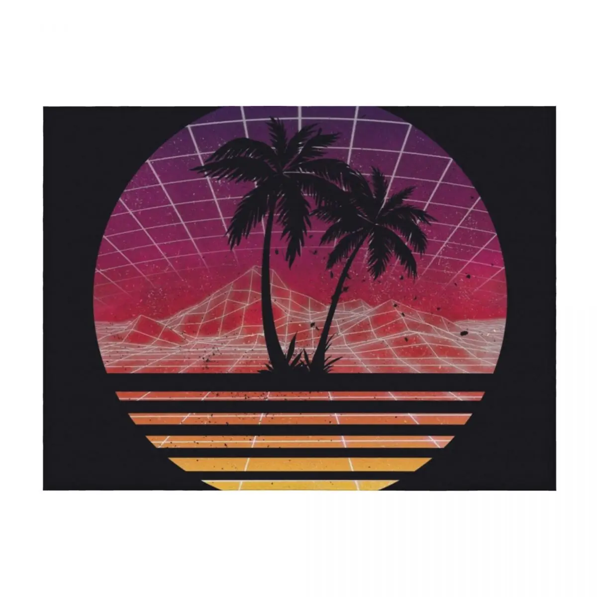 

Modern Retro 80s Outrun Sunset Palm Tree Silhouette - Original Throw Blanket Sofa Quilt Blankets For Baby Camping Blankets
