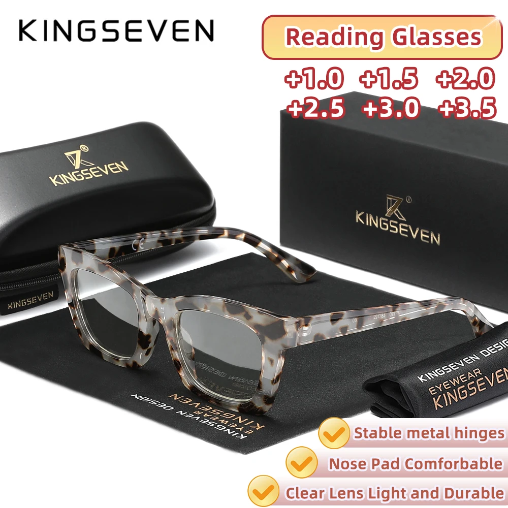 

KINGSEVEN Retro New Reading Glasses Square Frame Men Women Optical Lenses +1.0~+3.5 Blue Light Blocking Eyeglasses