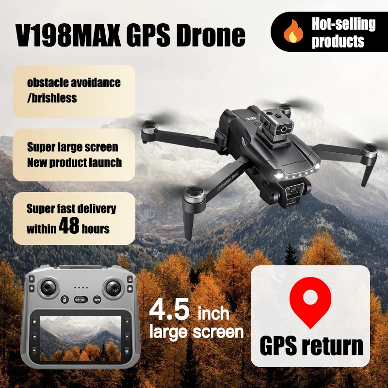 

For xiaomi V198MAX GPS Drone 8K HD professional 5G dual camera WIFI FPV Laser obstacle avoidance Foldable quadcopter Dron Gifts