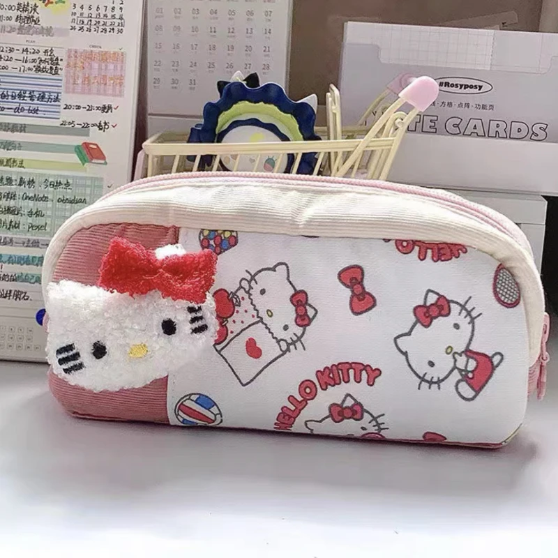 Sanrio Kuromi My Melody Cinnamoroll Hello Kitty Printed Pen Bag Student Cute Cartoon Pencil Stationery Box Storage Bag