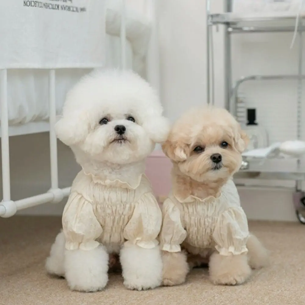 الرجعية الحيوانات الأليفة منقوشة حزام تنورة لينة تنفس الكلب سترة فساتين تحلق كم رقيقة تصميم ملابس الحيوانات الأليفة للقطط جرو #2