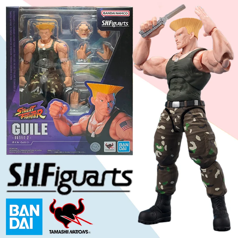 

Original Bandai Anime Action Figure Street Fighter SHFiguarts GUILE Outfit 2 CHUN-LI RYU Finished Model Toy Gift for Children