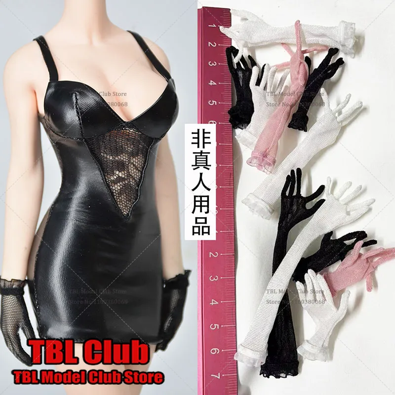 

1/6 Scale Sexy Tight Fitting Low Cut Suspender Dress Multicolour See Through Lace Gloves Model For 12” TBL Female Action Figure