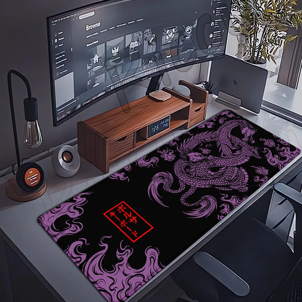 HOT Dragon Mousepad Purple and Black Deskmat Laptop Mouse Pad Anime Office Extended Carpet Gaming Keyboard Rugs Japan Playmat