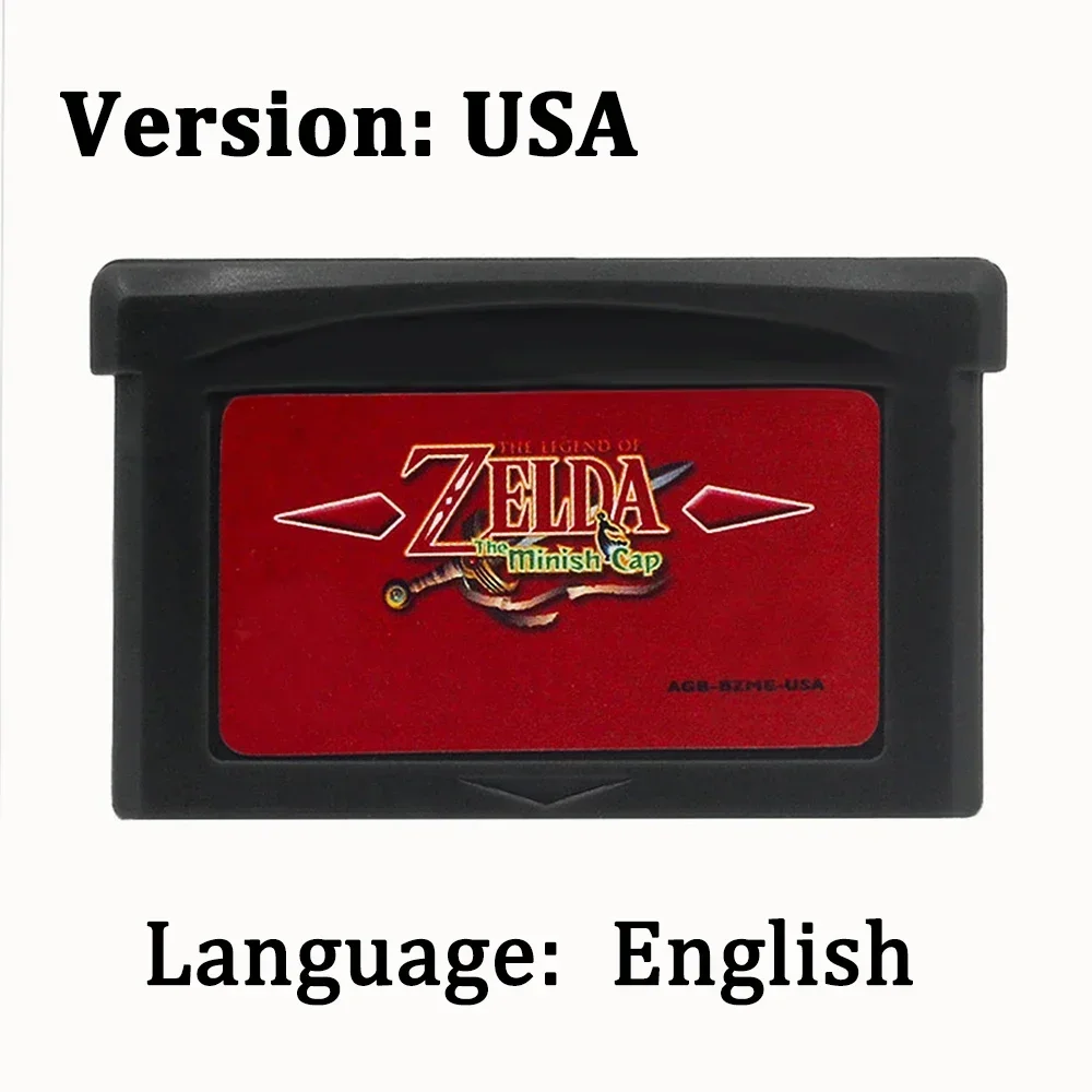 Zelda GBA เกม 32 บิตคอนโซลวิดีโอเกม Legend Of Zelda การ์ดเกม Links Awakening DX สี่ดาบ Minish หมวก