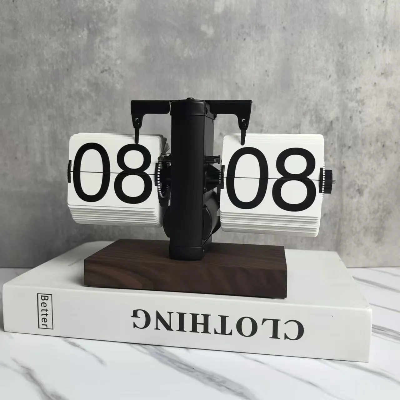 Automatic page turning clock retro living room desktop ornament home digital mechanical clock