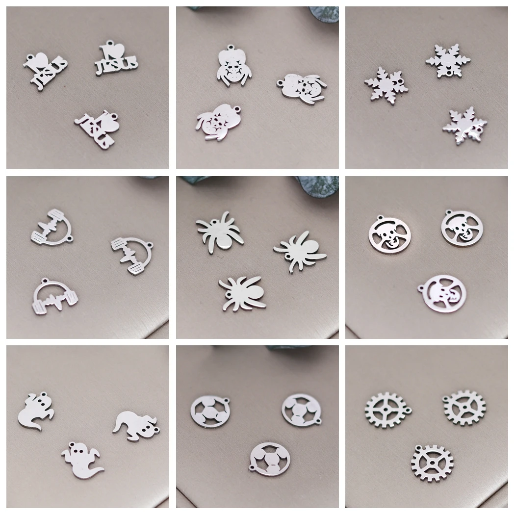 3pcs Golf Clubs Music Headset Spider Web Skull Skeleton Pi Symbol Charms Pendant Earring Bracelet DIY Necklace Jewelry Making