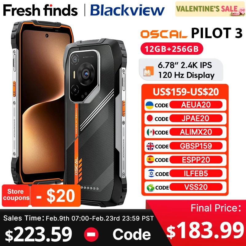 โทรศัพท์มือถือ Blackview Oscal PILOT 3 รุ่นทนทาน หน้าจอ 6.78 นิ้ว 2.4K IPS 120Hz รองรับ 5G ชิปเซ็ต MediaTek Dimensity 6300 กล้อง 50MP แบตเตอรี่ 7500mAh รองรับ NFC