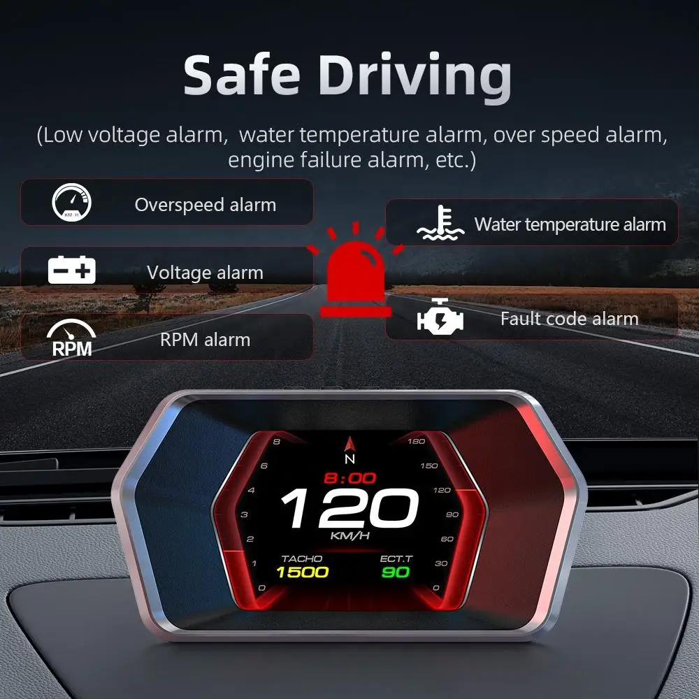 New Novelty OBD2 Diagnostic Tools P17 GPS Speedometer Faulty Code Elimination LCD Screen HUD Auto Electronics Head-up Display