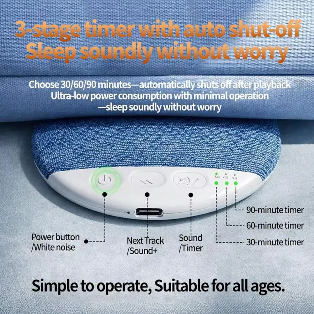 Bluetooth Pillow Speaker Wireless Sleep Music Player Under Pillow White Noise Machine 9D Stereo Timer Auto-Off for Insomnia image 5