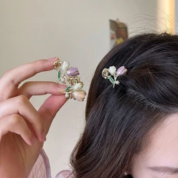 Hairpin Tulip Flower Side Duck Mouth Clip Colorful Hair Accessories Valentine's Day Gift Side Bangs Cute Hair Clip Metal Fashion