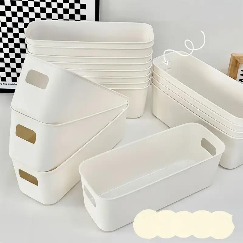 Desktop Storage Box Cosmetics Miscellaneous Items Snacks Storage Basket Kitchen Organizing Box Household Drawer Plastic Storage