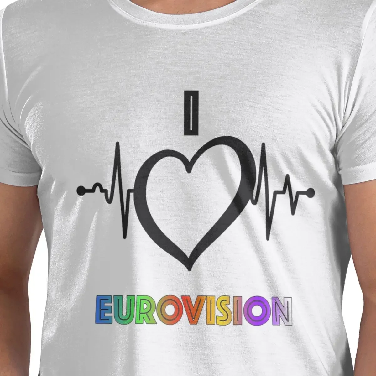 I Love Eurovision - Rainbow Pattern 100% Cotton T-Shirt Men'sFunny T Shirts Men Round Neck Short Sleeve S-6XL