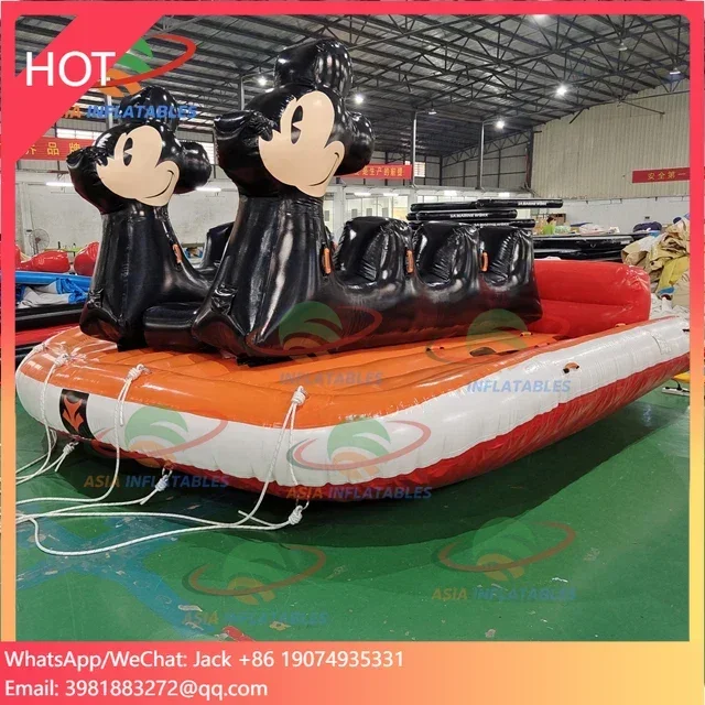 Mouse Head Banana Boat Inflatable Banana Towable Commercial 6 Person Banana Slider Boat