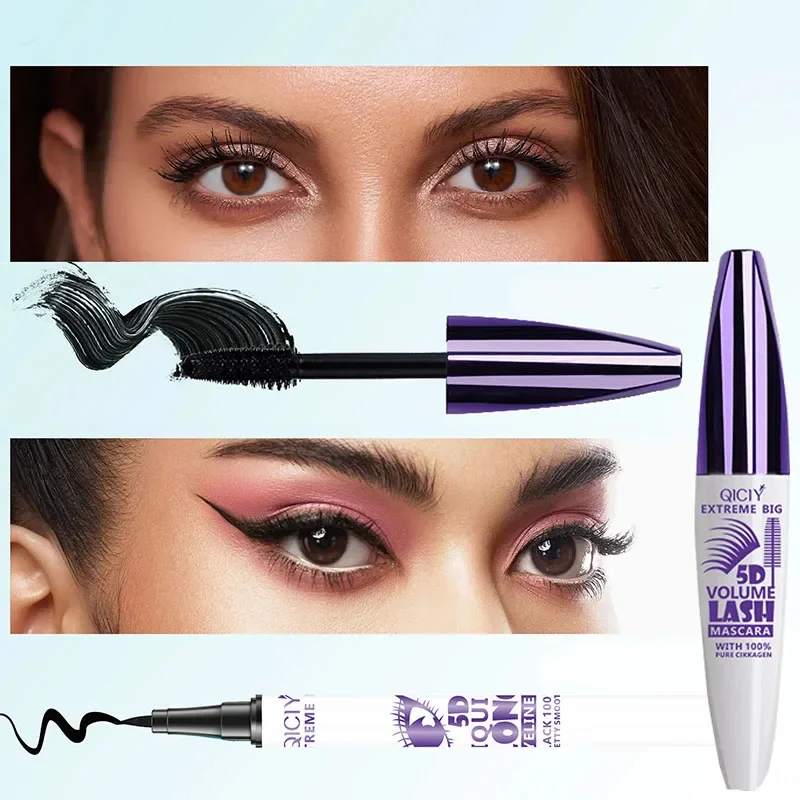 

Mascara eyeliner 2 in 1 shape waterproof slender dense curled not easy to smudge Improve temperament Mascara makeup