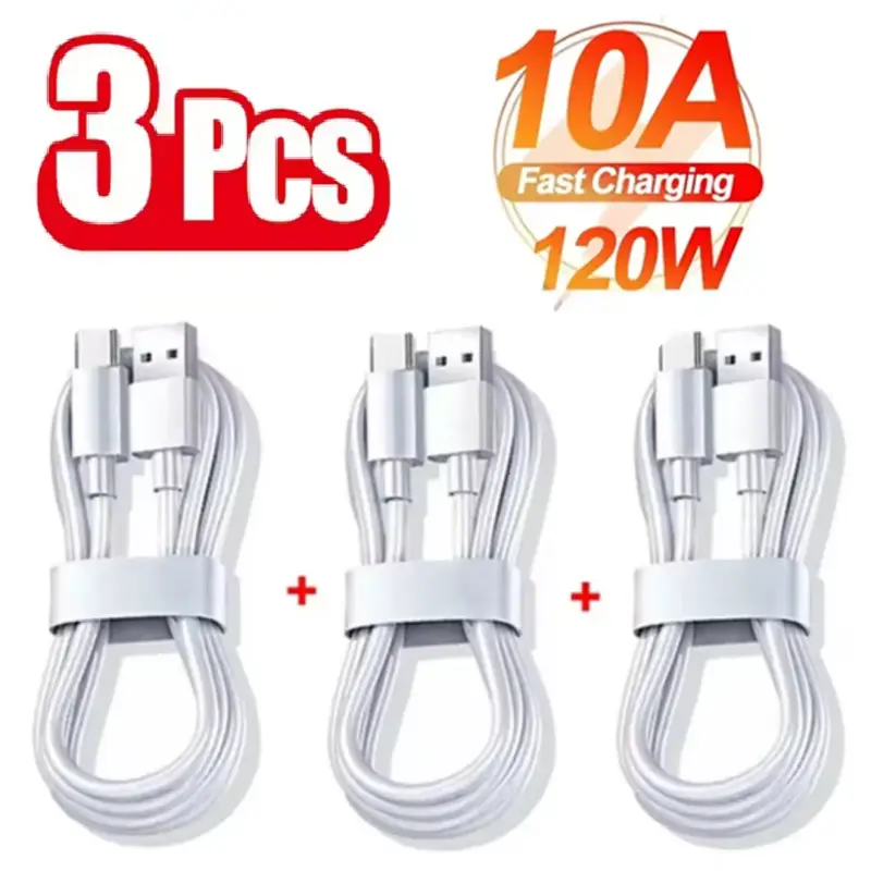 3 قطعة 100 واط 6A كابل شاحن فائق السرعة سريع USB نوع C شحن سلك البيانات شاحن سريع Cabletype c شاحن شحن سريع