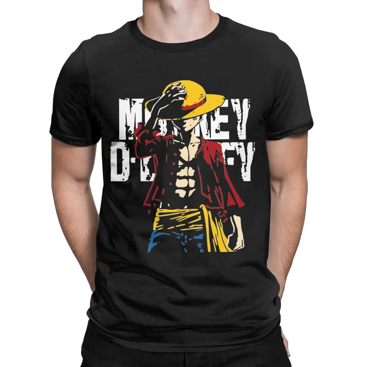 Monkeys D Luffys T-Shirts for Men Oned Anime Pieced Funny Cotton Tees Round Collar Short Sleeve T Shirts Plus Size Tops