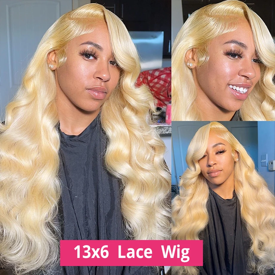 Perruque Lace Front Wig Body Wave brésilienne naturelle, cheveux humains, blond 613 HD, 13x6, 30 pouces, pour femmes africaines