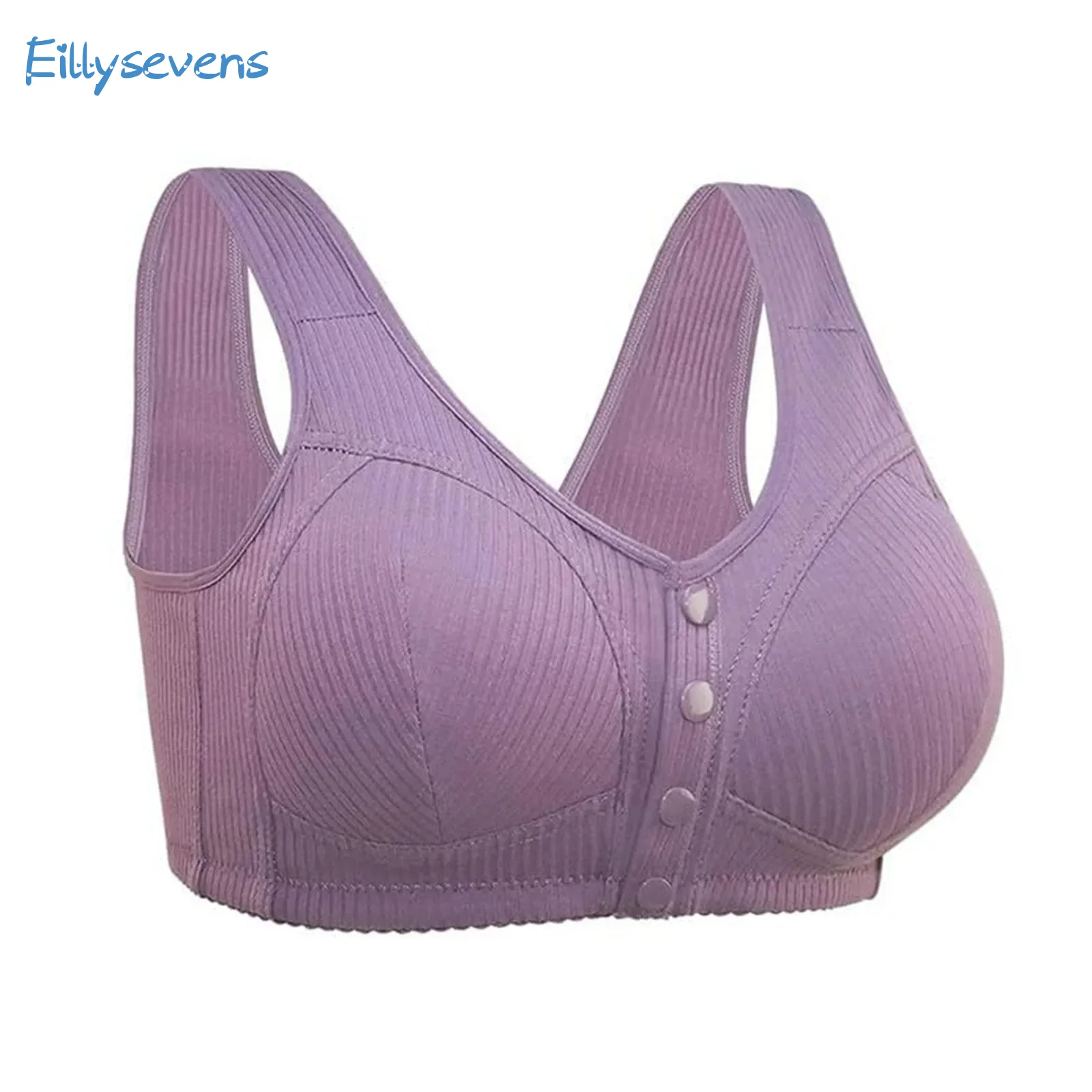 Women'S Large Size Bra Underwear Everyday Solid Color Thread Cloth Cotton Front Button Without Steel Ring Bra Causal Sports Bra