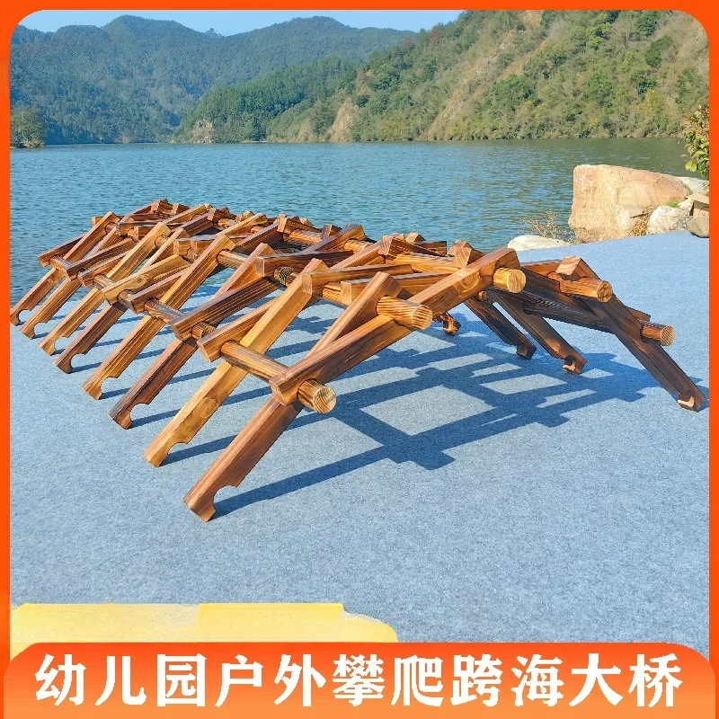 

Kindergarten cross-sea bridge carbonized wood building block tenon and mortise structure outdoor climbing frame