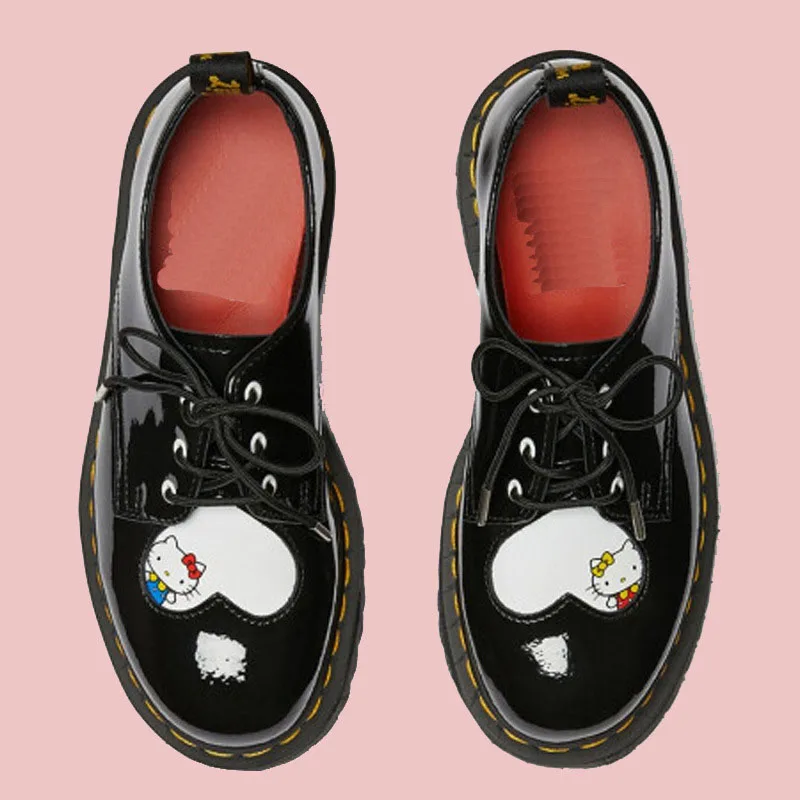 

Kawaii Cute Sanrio Hellokitty Shoe Casual Shoes Leather Shoes Martin Boots Low Help Fashion Versatile Cute Girl Birthday Gift