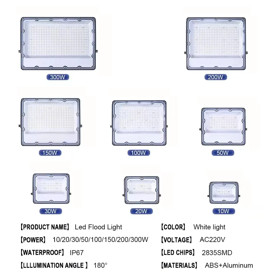 LED Floodlight LED Projector IP67 Waterproof Reflector 220V 10w20w 30w 50w 100w 150w 200w 300w Wall Garden Spotlight Flood Light