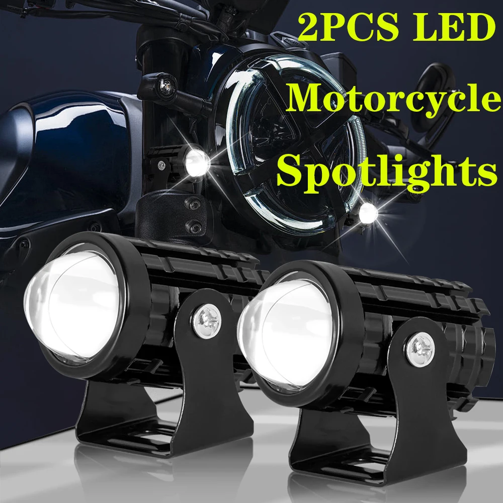 

Universal Super Bright Motorcycle LED Explorers Headlight Projector Fisheye Lens LED Moto Fog Auxiliary Headlight Spotlights