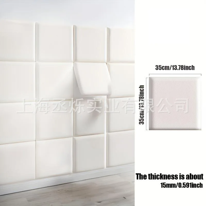5 Pcs 35x35cm Self-Adhesive Foam Panels - 3D Tatami Soft Bumper Waterproof Wall Padding for Bed Frame Tenants Safety