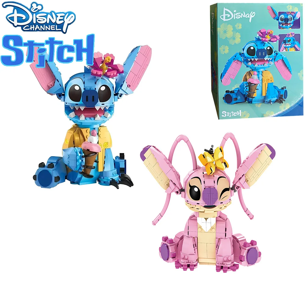2025 nuevos bloques Stitch & Angel CP-juguete de dibujos animados con orejas móviles de gran pieza, regalo de vástago de montaje para niños y niñas, cumpleaños