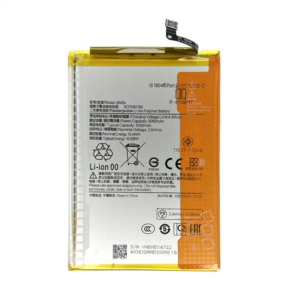 Batería Genuina BN5X 5160mAh para Xiaomi Mi BN5X Redmi 14C Reemplazo de Batería + Herramientas Gratis 5