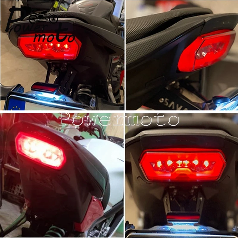 For Honda CB650F CBR650F 2014-2015 CTX700N 2013-2015 MSX Grom 125 2013-2016 Motorbike Red Integrated LED Turn Signals Tail Light