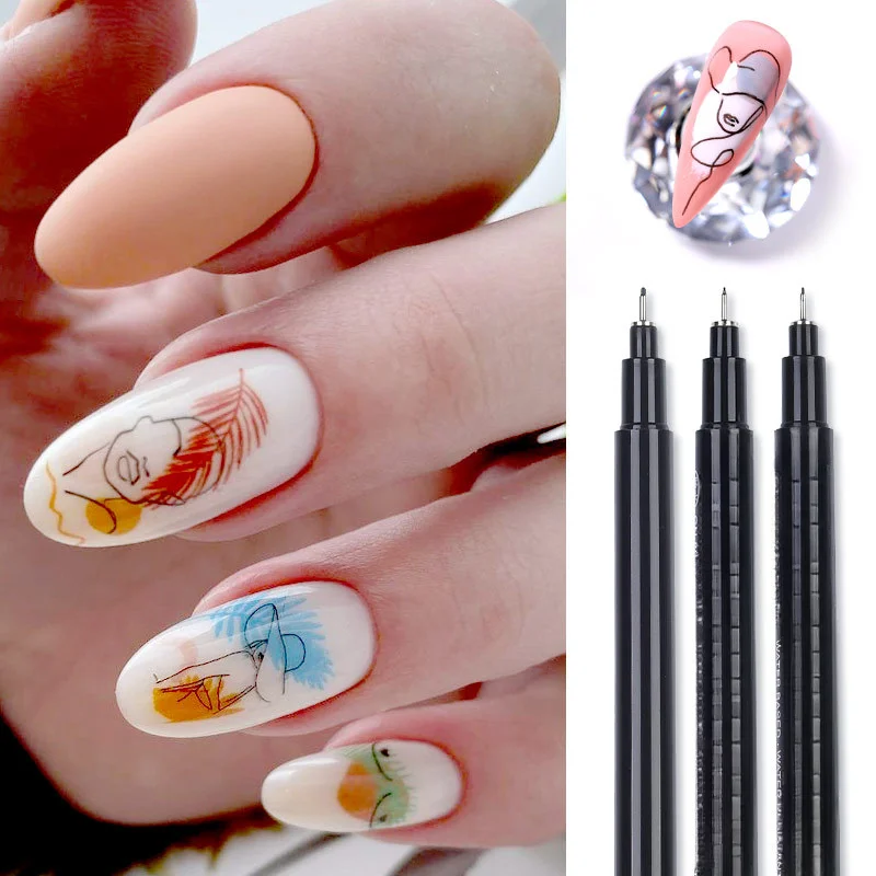 Nagellack ier stift Nail Art Pinsel Acryl Markierung stift mit ultra feinen Zeichen linien Kanten schnell trocknenden wasserdichten Graffiti