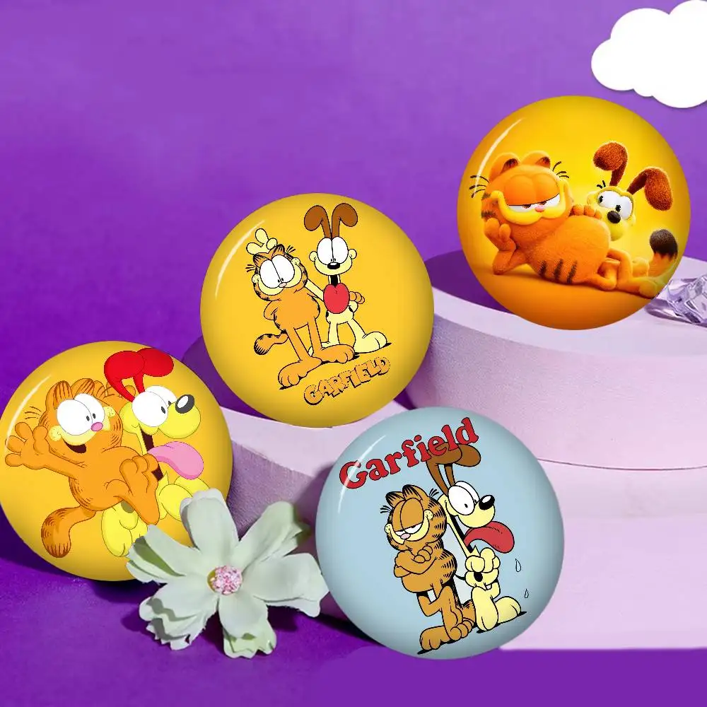 Classic Comic Cat G-Garfield Round Button Pins Slogan Creative Brooches Backpack Clothes Decoration Fashion Cartoon Jewelry