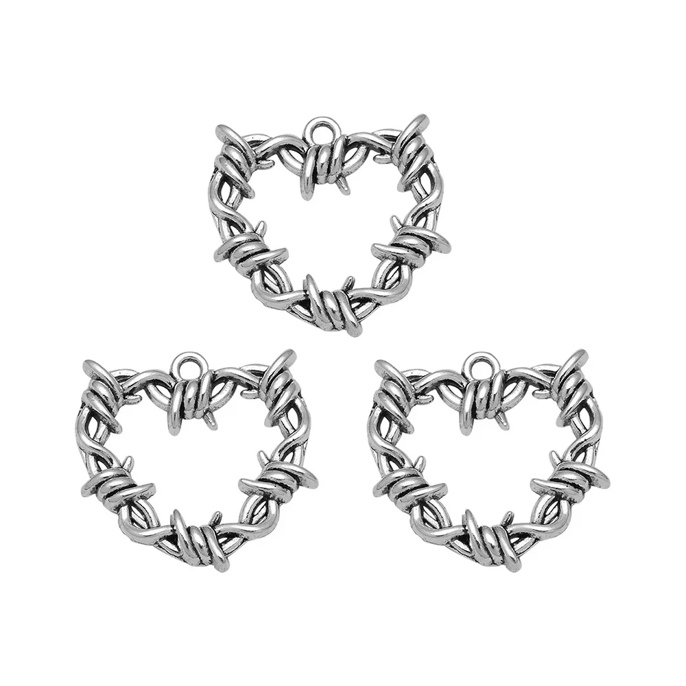 10pcs/lot Gothic Thorns Heart Charms Pendants For Diy Necklace Keychain Jewelry Making Findings Supplies Accessories