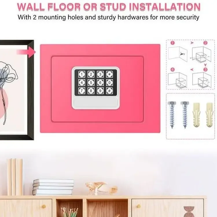 Kotak penyimpanan uang dan perhiasan kecil otomatis, aman, dari baja, dengan kunci digital, mini, untuk hotel, dari produsen.