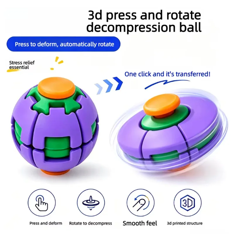 Color 3D Printing Decompression Ball Pressing and Rotating Dual-play Fingertip Gyro Office Portable Decompression Toy