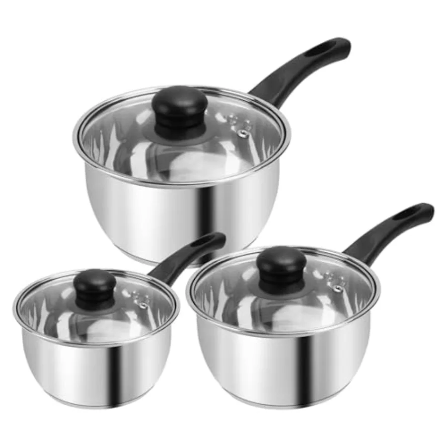 

Набор кастрюль из нержавеющей стали с крышкой, 6 кастрюль, набор кастрюль из нержавеющей стали, 1QT, 2QT и 3QT, набор кастрюль из нержавеющей стали с тройным дном