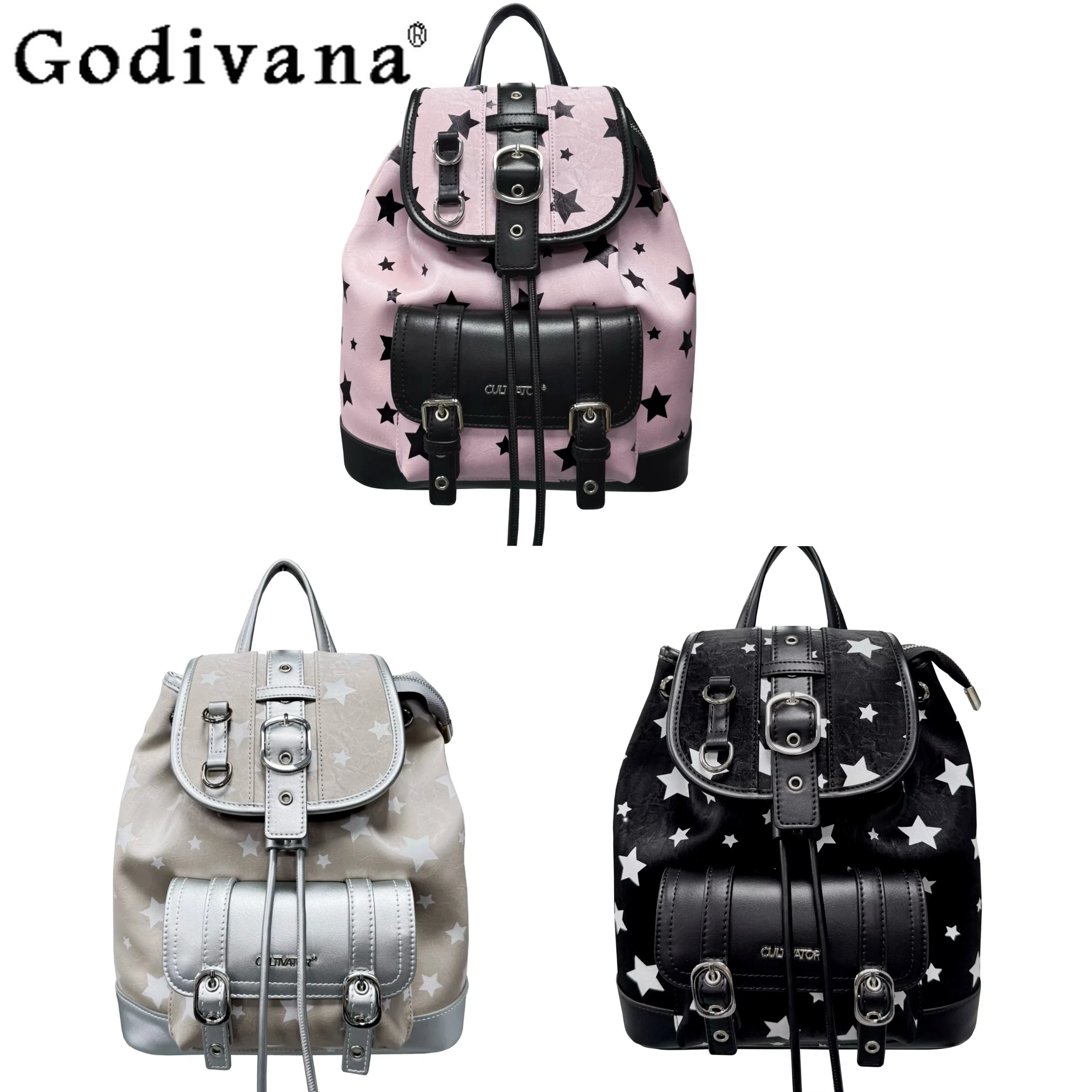 

Original Japanese and Korean Fashion Versatile Backpack 2025 New Girl Sweet Cool Y2K Star Shoulders Bag Women's Daily Casual Bag