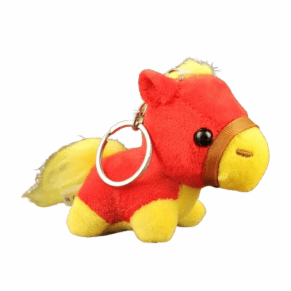 

Backpack Pendant Mini Horse Keychain Mascot Dolls Cute Stuffed Animal Keyring Soft Fluffy Zodiac Pony Figurine Car Decoration