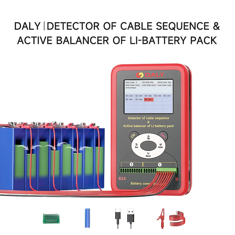 Daly 10A Active Balancer Bms Solar System 18650 Lifepo4 Li-ion Lithium Battery Pack Equalizer 3S-24S Cable Sequence Detector