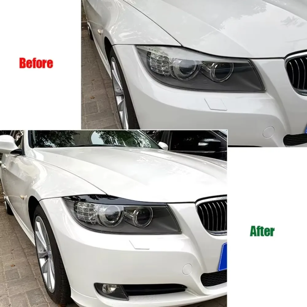 ABS brillo negro faro cejas párpado para BMW Serie 3 E90 E91 2005 2006 2007 2008 2009 2010 2011 pegatinas Sedan/Touring